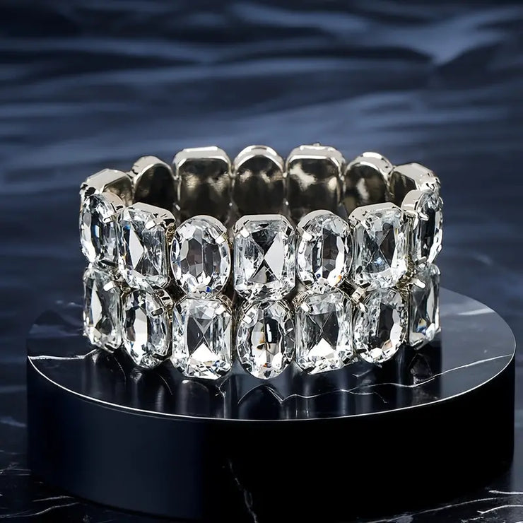 Embellished Silver-Plated Bangle Bracelet