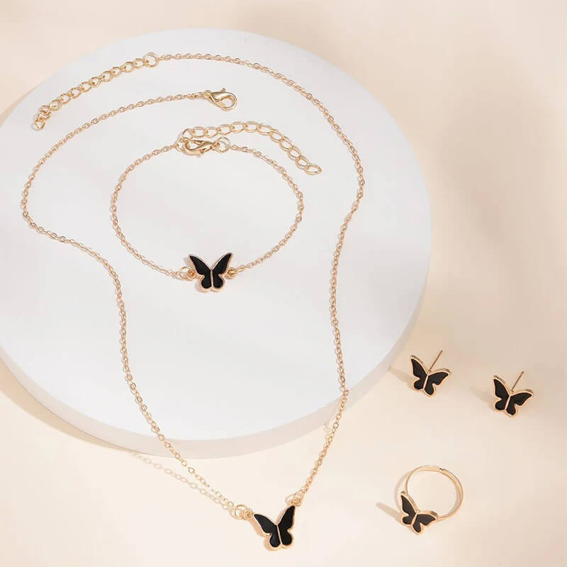 women’s jewelry set necklace earrings ring bracelet | stylish 5pcs set