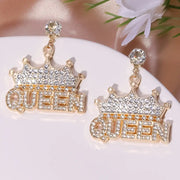 Exaggerated Rhinestone Drop Earrings Queen