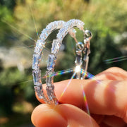 Silver Crystal Zircon Big Hoop Earrings