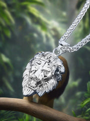 Lion Head Pendant Necklace For Men (Gold/Silver)