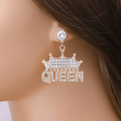 Exaggerated Rhinestone Drop Earrings Queen