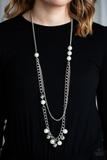 Modern Musical - White Pearls - Silver Necklace